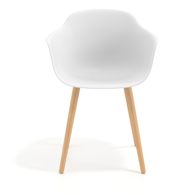scandinavische stoel wit draaistoel hout kunststof vaste armleuningen 3