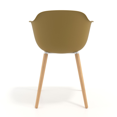 scandinavische stoel geel draaistoel hout kunststof vaste armleuningen 5