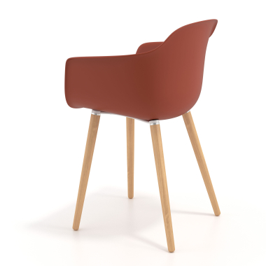 scandinavische stoel oranje draaistoel hout kunststof vaste armleuningen 6