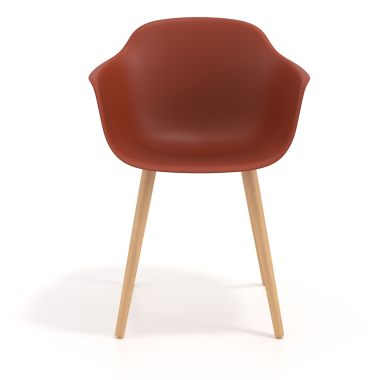 scandinavische stoel oranje draaistoel hout kunststof vaste armleuningen 3