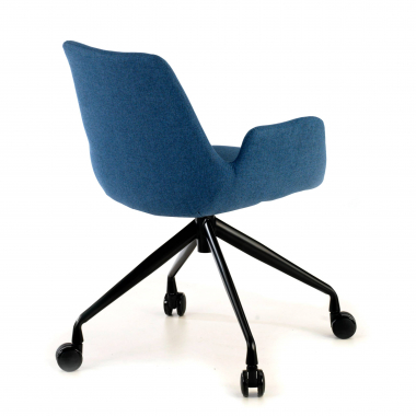 vergaderstoel blauw draaistoel met wielen stof gestoffeerde armleuningen 5