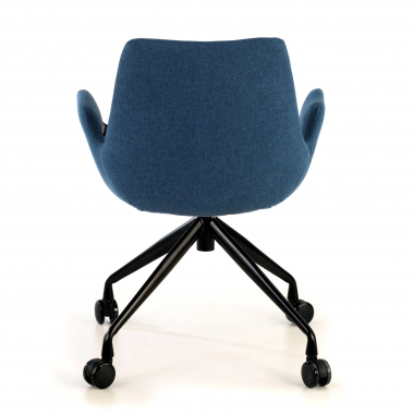vergaderstoel blauw draaistoel met wielen stof gestoffeerde armleuningen 6
