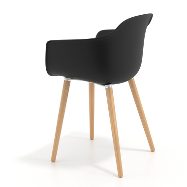 scandinavische stoel zwart draaistoel hout kunststof vaste armleuningen 6