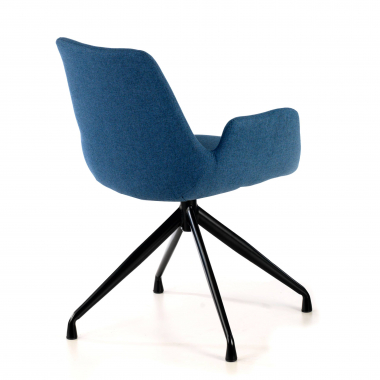 vergaderstoel zwart blauw draaiend stof gestoffeerde armleuningen 5