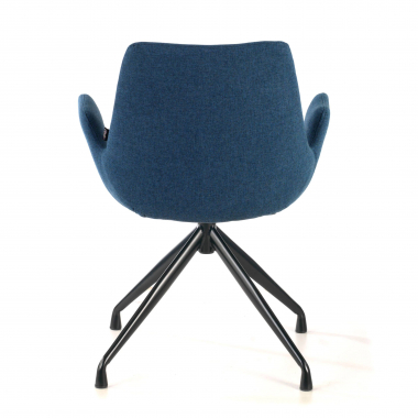 vergaderstoel zwart blauw draaiend stof gestoffeerde armleuningen 6