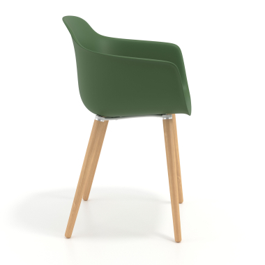 scandinavische stoel groen draaistoel hout kunststof vaste armleuningen 4