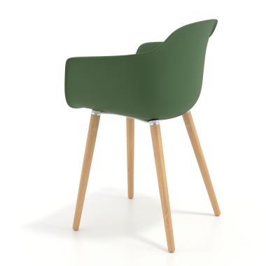 scandinavische stoel groen draaistoel hout kunststof vaste armleuningen 6