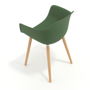 scandinavische stoel groen draaistoel hout kunststof vaste armleuningen 7