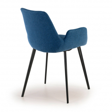vergaderstoel zwart blauw 4 poten stof gestoffeerde armleuningen 5