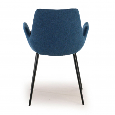 vergaderstoel zwart blauw 4 poten stof gestoffeerde armleuningen 6