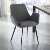 Kantinestoel Glamm, 4 poten, gestoffeerde armleuningen, metalen frame