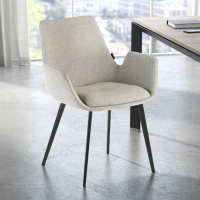 Kantinestoel Glamm, 4 poten, gestoffeerde armleuningen, metalen frame