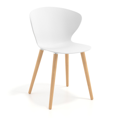 scandinavische stoel wit houten poten kunststof vaste armleuningen 1