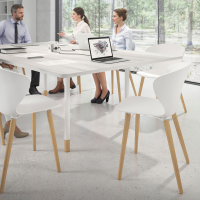 Scandinavische stoel Emily, ergonomisch zitvlak, houten poten