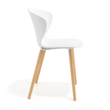 scandinavische stoel wit houten poten kunststof vaste armleuningen 4