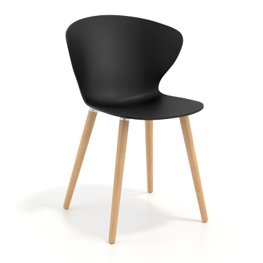 scandinavische stoel zwart houten poten kunststof vaste armleuningen 1