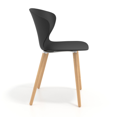 scandinavische stoel zwart houten poten kunststof vaste armleuningen 4