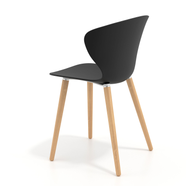 scandinavische stoel zwart houten poten kunststof vaste armleuningen 6