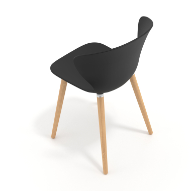 scandinavische stoel zwart houten poten kunststof vaste armleuningen 7