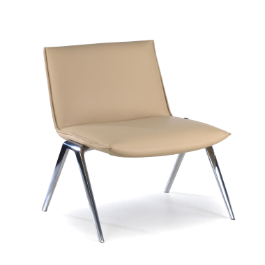 wachtkamerstoel beige paisley kunstleder zonder armleuningen 1
