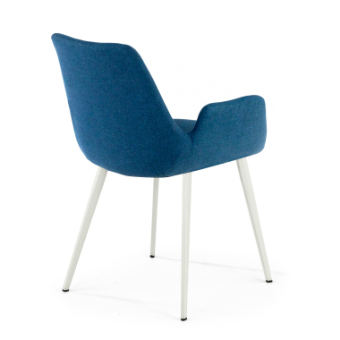 vergaderstoel wit blauw 4 poten stof gestoffeerde armleuningen 4