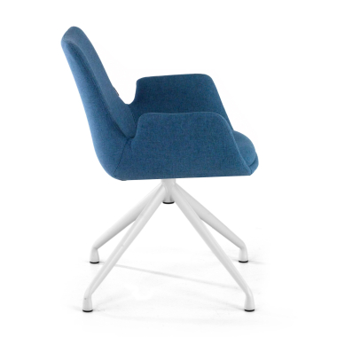 vergaderstoel wit blauw draaiend stof gestoffeerde armleuningen 4