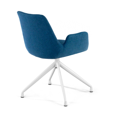 vergaderstoel wit blauw draaiend stof gestoffeerde armleuningen 5