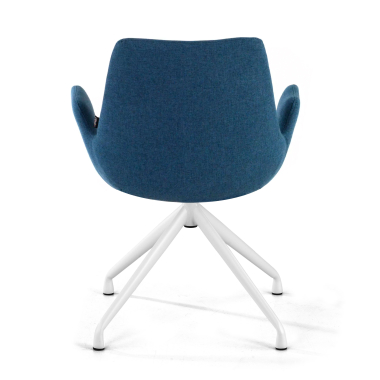 vergaderstoel wit blauw draaiend stof gestoffeerde armleuningen 6