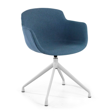 vergaderstoel wit blauw basis piramide stof gestoffeerde armleuningen 1