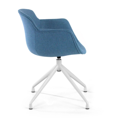 vergaderstoel wit blauw basis piramide stof gestoffeerde armleuningen 3