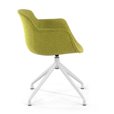 vergaderstoel wit groen basis piramide stof gestoffeerde armleuningen 3