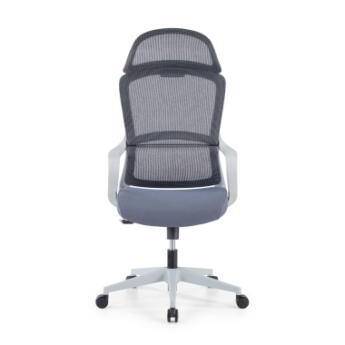 bureaustoel wit grijs nebula netstof mesh vaste armleuningen lumbale steun hoofdsteun 3