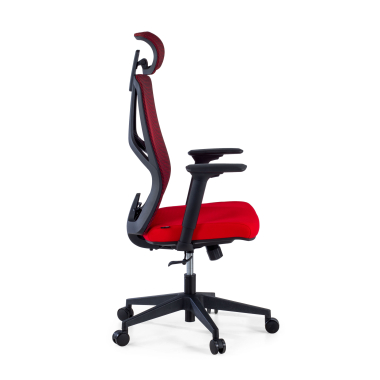 ergonomische bureaustoel rood quick netstof mesh 3d verstelbare armleuningen lumbale steun hoofdsteun 4