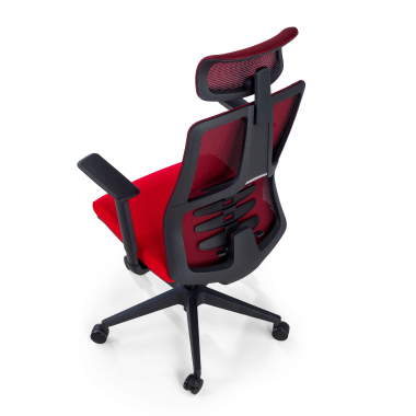 ergonomische bureaustoel rood quick netstof mesh 3d verstelbare armleuningen lumbale steun hoofdsteun 8