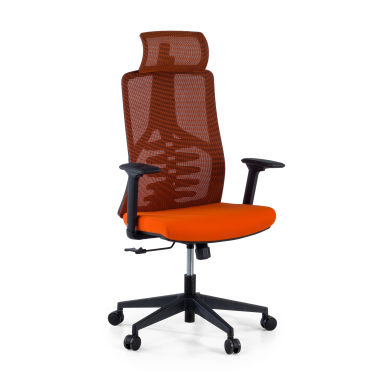 ergonomische bureaustoel oranje quick netstof mesh 3d verstelbare armleuningen lumbale steun hoofdsteun 1