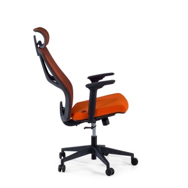 ergonomische bureaustoel oranje quick netstof mesh 3d verstelbare armleuningen lumbale steun hoofdsteun 5