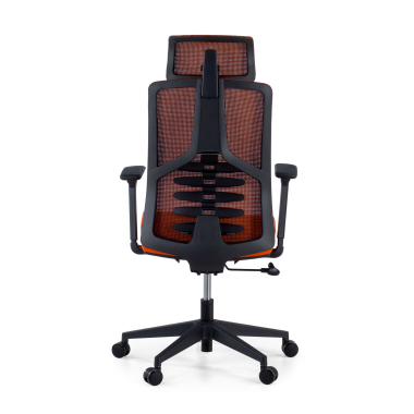ergonomische bureaustoel oranje quick netstof mesh 3d verstelbare armleuningen lumbale steun hoofdsteun 7