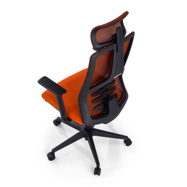 ergonomische bureaustoel oranje quick netstof mesh 3d verstelbare armleuningen lumbale steun hoofdsteun 8