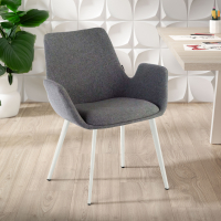 Kantinestoel Glamm, 4 poten, gestoffeerde armleuningen, metalen frame