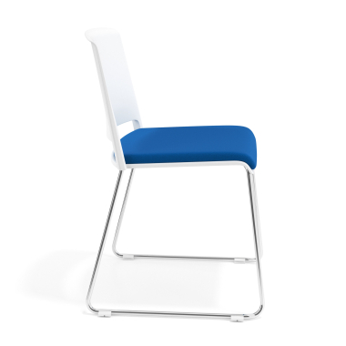 vergaderstoel blauw zonder armen gestoffeerd stof zonder armleuningen 4
