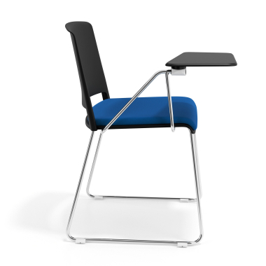stoel met schrijfblad zwart blauw met schrijfblad gestoffeerd stof zonder armleuningen 3