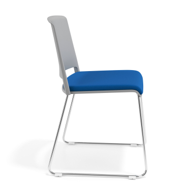 vergaderstoel grijs blauw zonder armen gestoffeerd stof zonder armleuningen 3