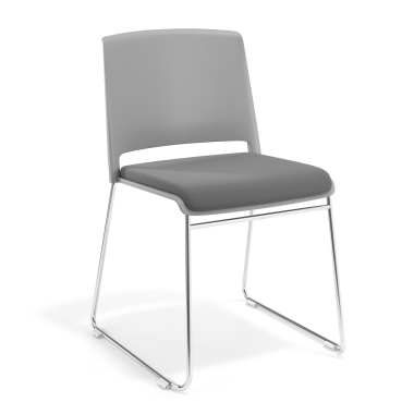 vergaderstoel grijs grijs zonder armen gestoffeerd stof zonder armleuningen 1