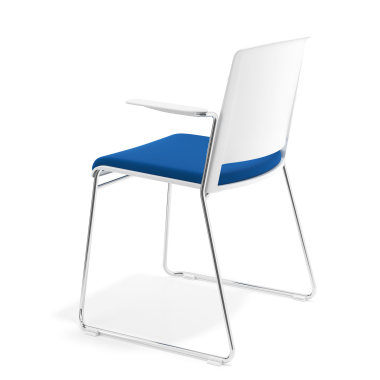 vergaderstoel wit blauw met armen gestoffeerd stof zonder armleuningen 5