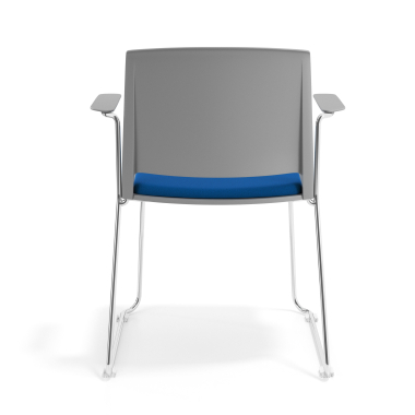 vergaderstoel grijs blauw met armen gestoffeerd stof zonder armleuningen 4