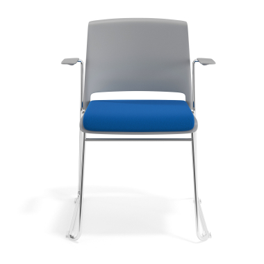vergaderstoel grijs blauw met armen gestoffeerd stof zonder armleuningen 6