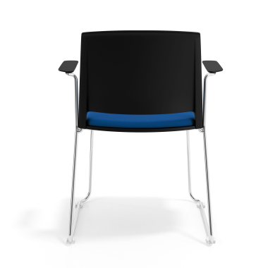 vergaderstoel zwart blauw met armen gestoffeerd stof zonder armleuningen 4