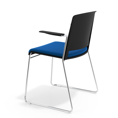 vergaderstoel zwart blauw met armen gestoffeerd stof zonder armleuningen 5