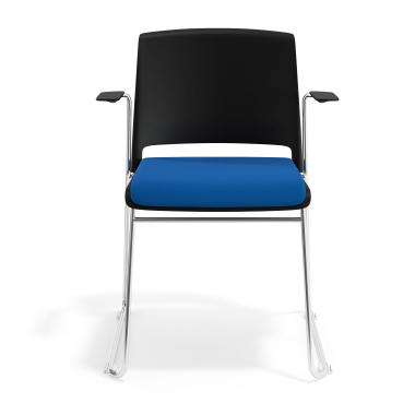 vergaderstoel zwart blauw met armen gestoffeerd stof zonder armleuningen 6
