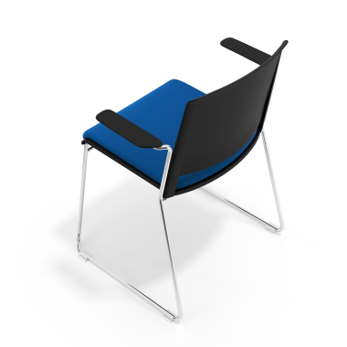 vergaderstoel zwart blauw met armen gestoffeerd stof zonder armleuningen 7